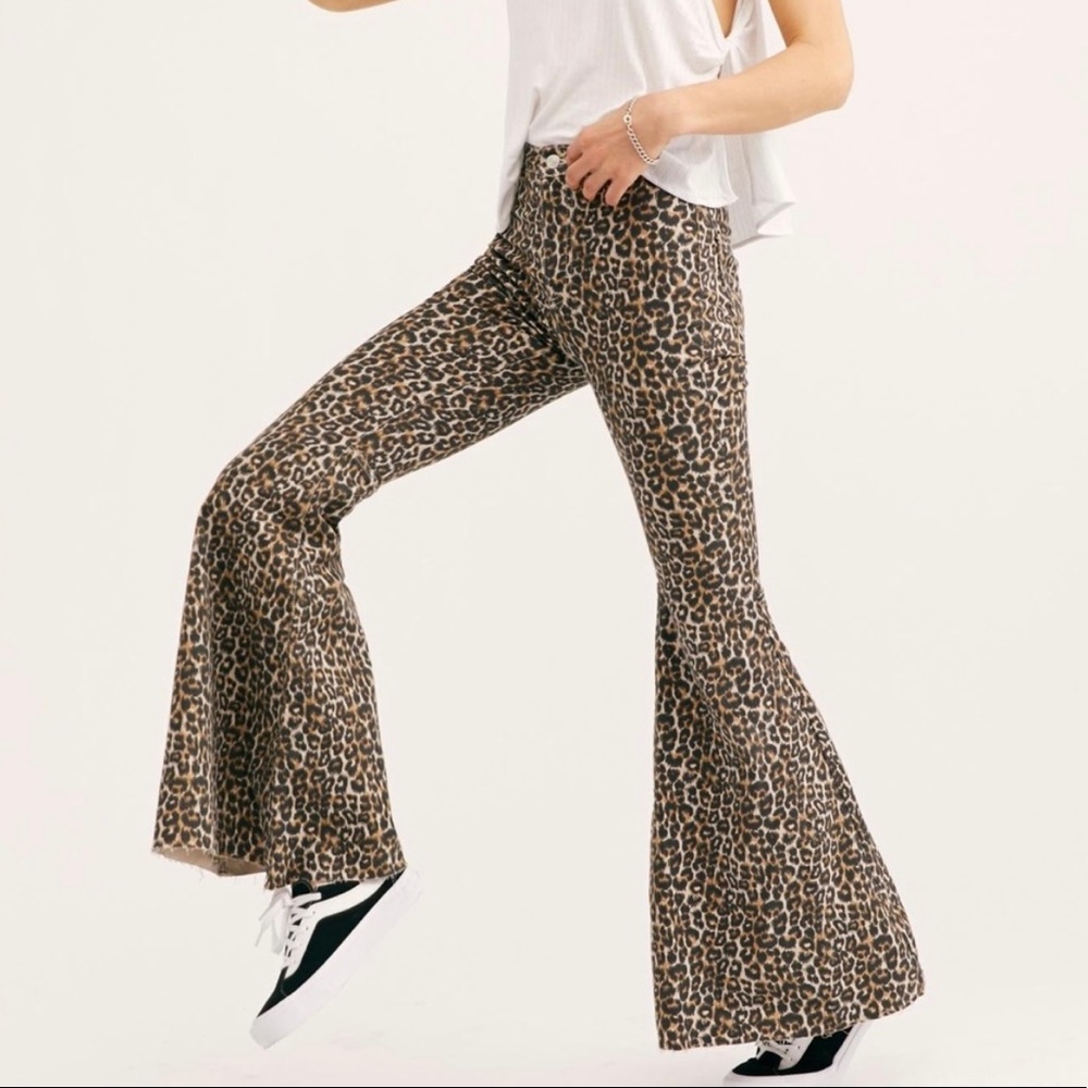 Free People Just Float On Flare Cheetah Print Pants